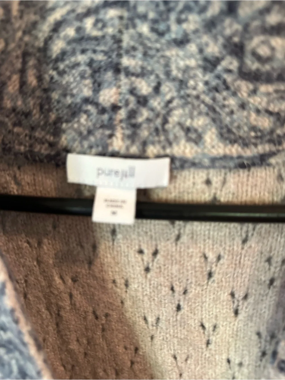 J. Jill Paisley-Pattern Open-Front Coatigan in Blue-Gray